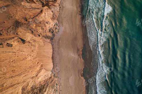 Preview: Topdown background photo of beach, rocks and sea at the Denmark Coastline