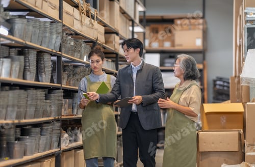 Preview: Asian Male Investor Touring Family-Run Ceramic Warehouse for Partnership Deal