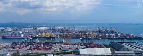 Preview: Industrial import-export port prepare to load containers.