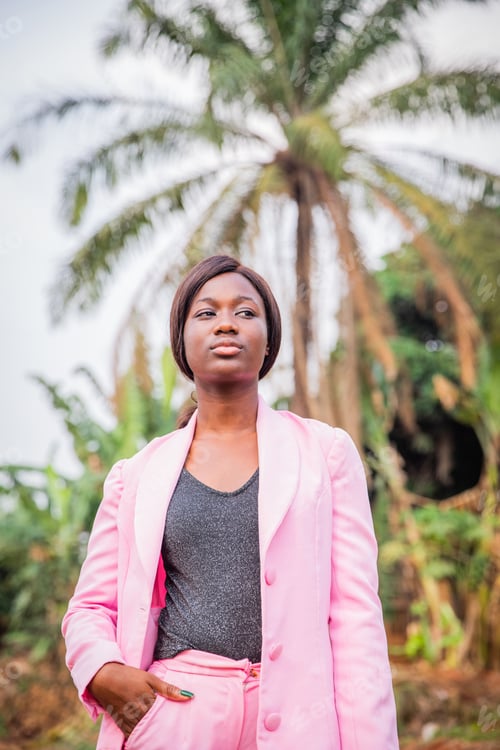 Preview: Portrait of a successful serious businesswoman outdoors, vertical shot