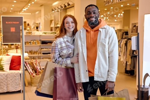 Preview: gorgeous couple in stylish clothes at shopping center