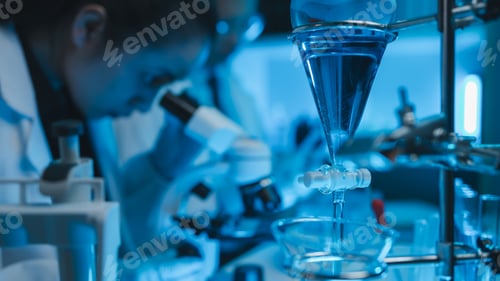 Preview: lab, scientist working on scientific equipment in modern laboratory, International team of scientist