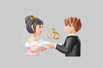 Preview: Cartoon wedding couple rings ceremony