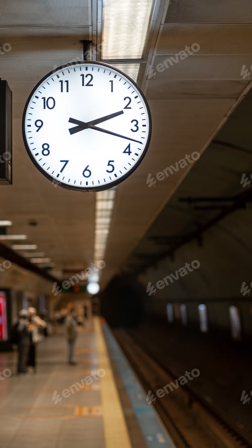 Preview: Round the clock in the subway subway station at train station for watch time
