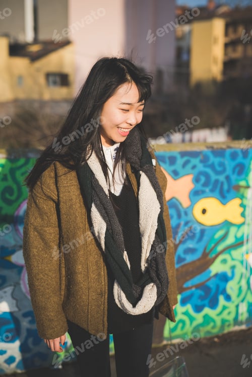 Preview: young beautiful asian hipster woman