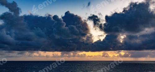 Preview: Dramatic Cloudscape on Pacific Ocean. Nature Background