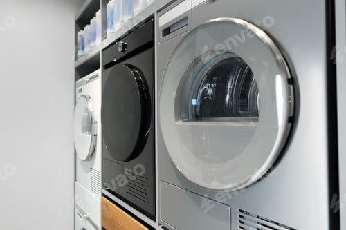 Preview: Washing machines and drying machines home appliance retail store showroom