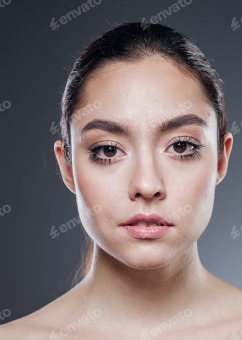 Preview: Beautiful smile woman face naturaltanned skin make up beauty female happy positive