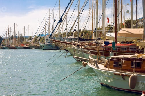 Preview: Yacht parking in harbor of the Aegean sea . Turkey Bodrum.
