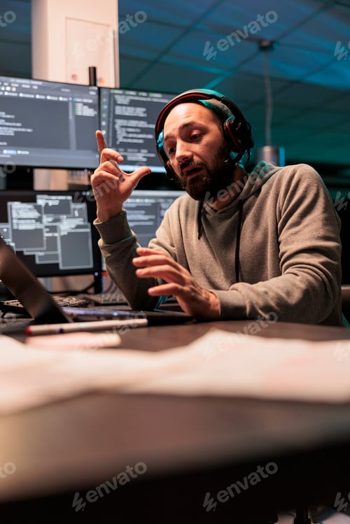 Preview: System engineer talking on online videoconference