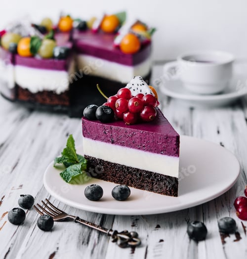 Preview: Cake Berry breeze on white plate