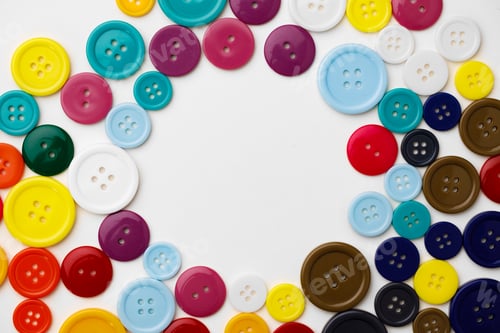 Preview: Assortment of colorful buttons on white background