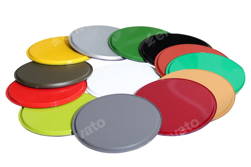 Preview: lids of colorful paint cans
