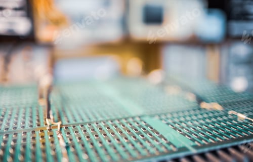Preview: Microcircuits and components lie on metal plates