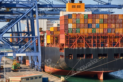 Preview: Containers on a vessel. Global market. Cargo shipping. Logistic
