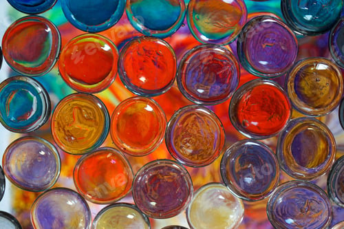 Preview: Vibrant and colorful display of multicolored crystal bubbles background