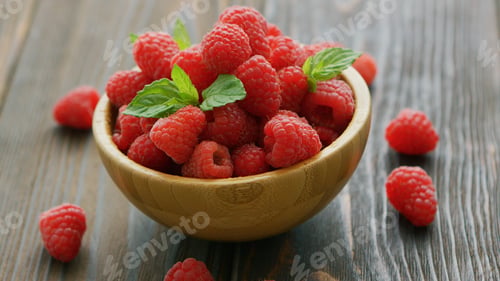 Preview: Fresh raspberry on wooden table