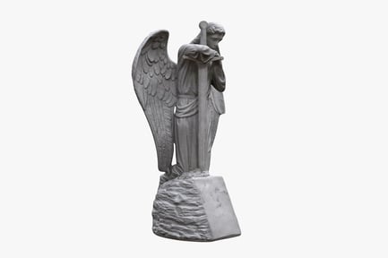 Preview: Stone Angel with Sword on Rock Pedestal