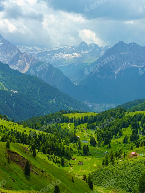 Preview: Mountain landscape along the road to Sella pass, Dolomites