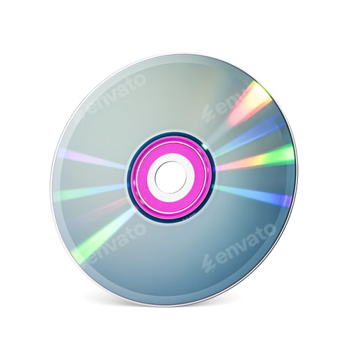 Preview: DVD-RW, CD-RW rewritable disk for music, video, movie or data storage isolated on white.