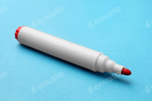 Preview: Bright red marker on light blue background