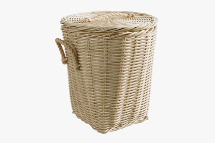 Wicker Laundry Basket with Lid and Rope Handle