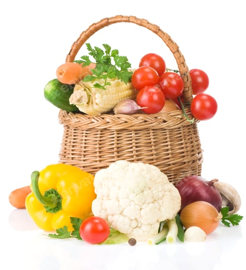 Preview: healthy vegetable food isolated on white