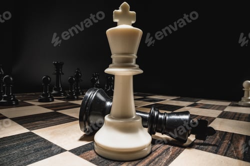 Preview: Chess figures on chess board macro photo