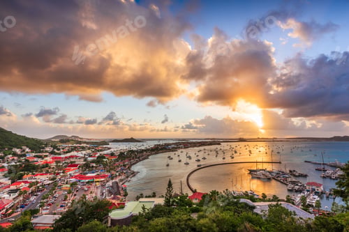 Preview: Marigot, St. Martin town skyline in the Caribbean