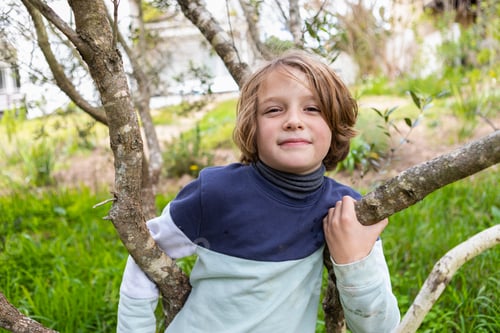 Preview: portrait of 7 year old boy on nature trail