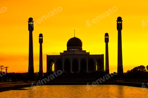 Preview: Landscape of Center Mosque Songkhla in evening,Thailand.