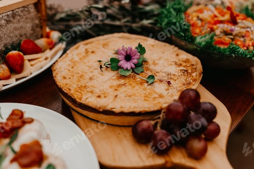 Preview: Closeup of a festive table decorated sweets during the ceremony