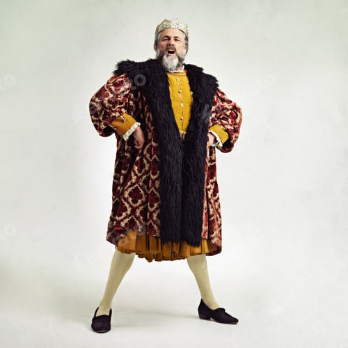 Preview: Im a fair but loud king. Studio shot of a richly garbed king.