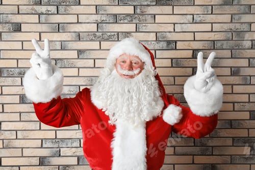 Preview: Authentic Santa Claus on brick wall background