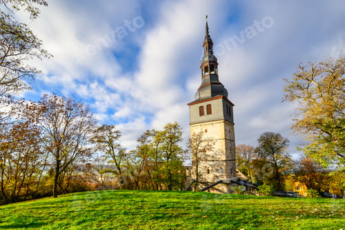 Preview: A view of the leaning church tower of Bad Frankenhausen
