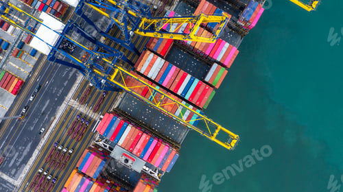 Preview: Container ship global business freight import export logistic transportation.