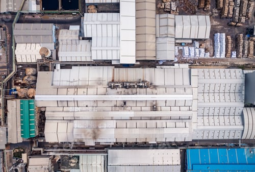 Preview: Aerial view of building infrastucture of industry power plant, smart chamical, gas and oil refinery