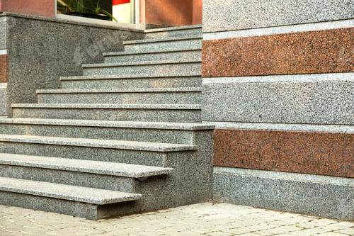 Preview: Detail of a house facade. New granite stairs.