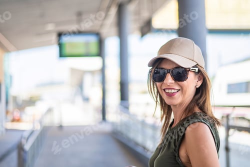 Preview: Happy woman experiencing a modern urban lifestyle