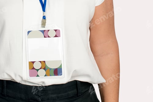 Preview: Retro pattern exhibition badge with design space