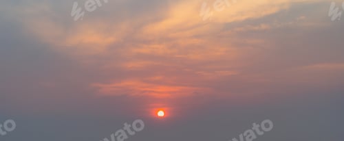 Preview: Sunset sky. Abstract nature background. Dramatic blue and orange, colorful clouds at twilight time.