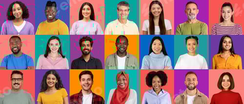 Preview: A collage of happy individuals from diverse backgrounds