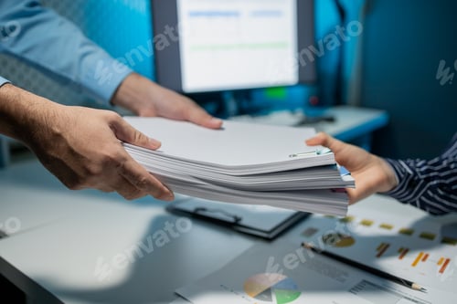 Preview: Hand a pile of important documents to a co-worker, Forward a summary of the previous month's meeting
