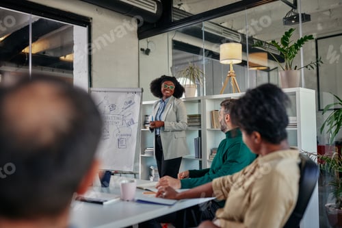 Preview: A business executive making a presentation of her proposal.