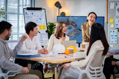 Preview: Group of young male and female business people in the office