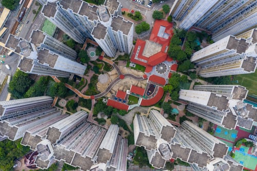 Preview: Tuen Mun, Hong Kong 26 September 2020: Top view of Hong Kong city