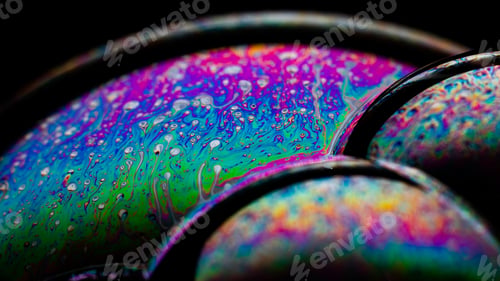 Preview: Macro shot of colorful soap bubble details - perfect for background or wallpaper