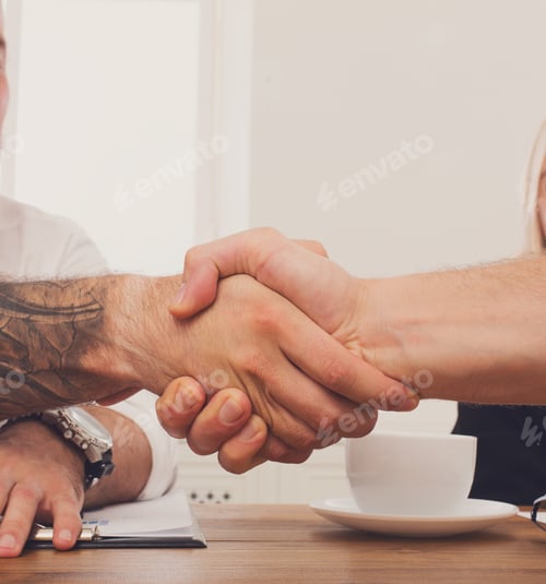 Preview: Business Handshake At Office Corporate Meeting, Contract Conclusion And Successful Agreement