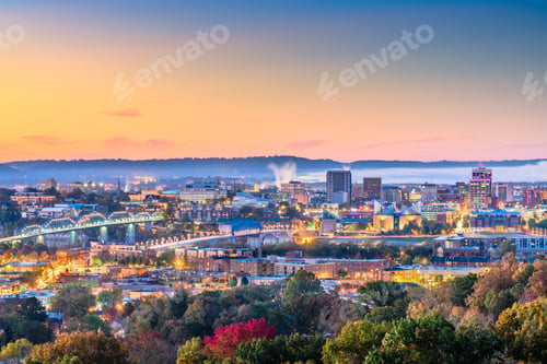 Preview: Chattanooga, Tennessee, USA downtown city skyline at dusk
