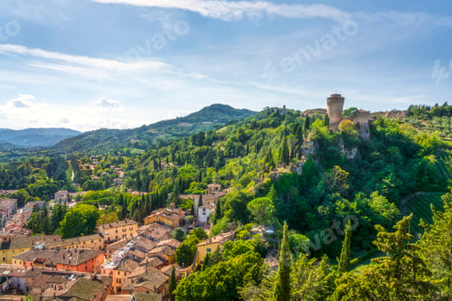 Preview: Brisighella village and Manfrediana medieval fortress. Emilia Romagna, Italy.